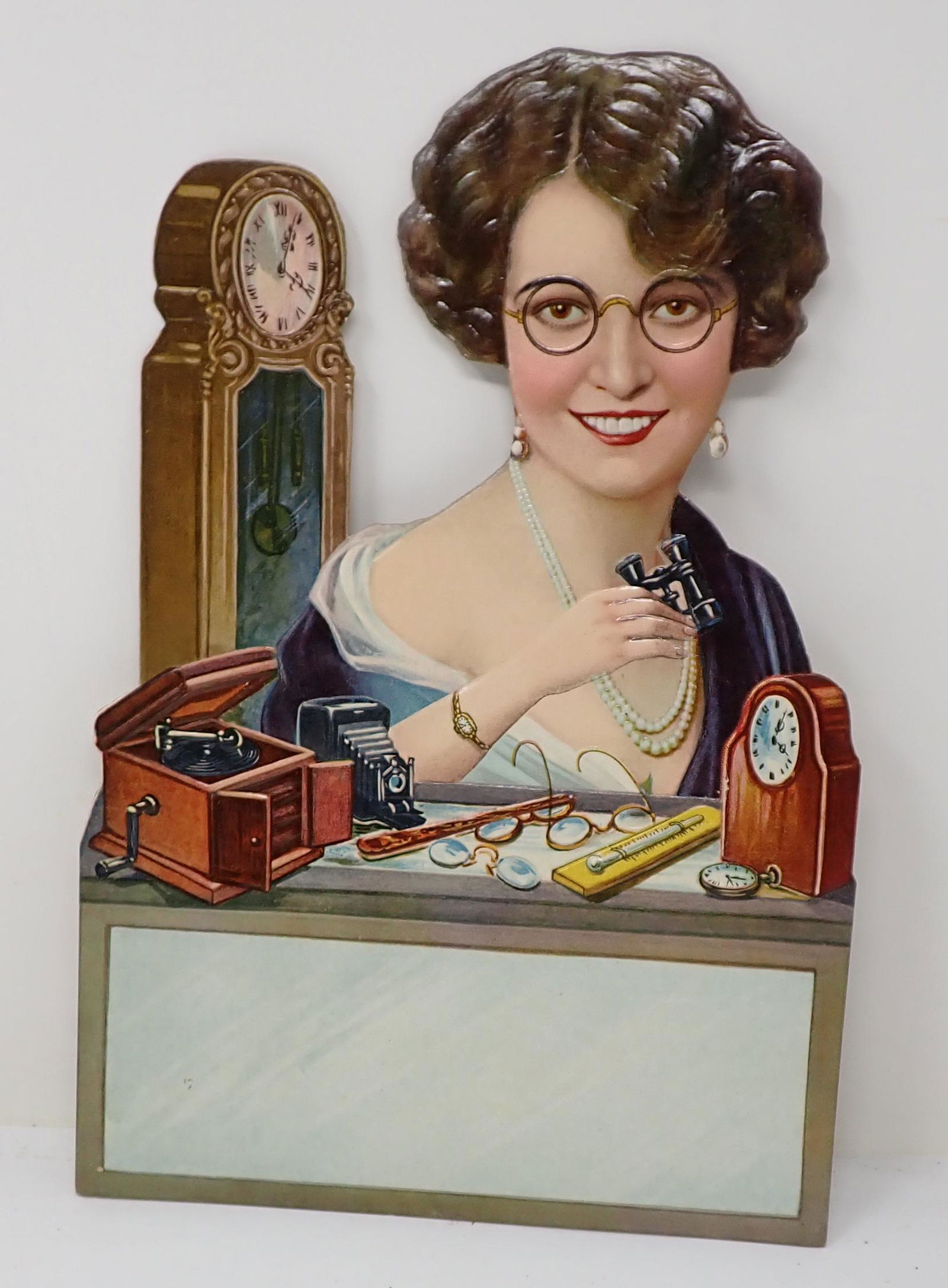 Die Cut Advertisement w/ Phonograph Camera Glasses: This is embossed and approx 7 1/2" x 11 1/2"