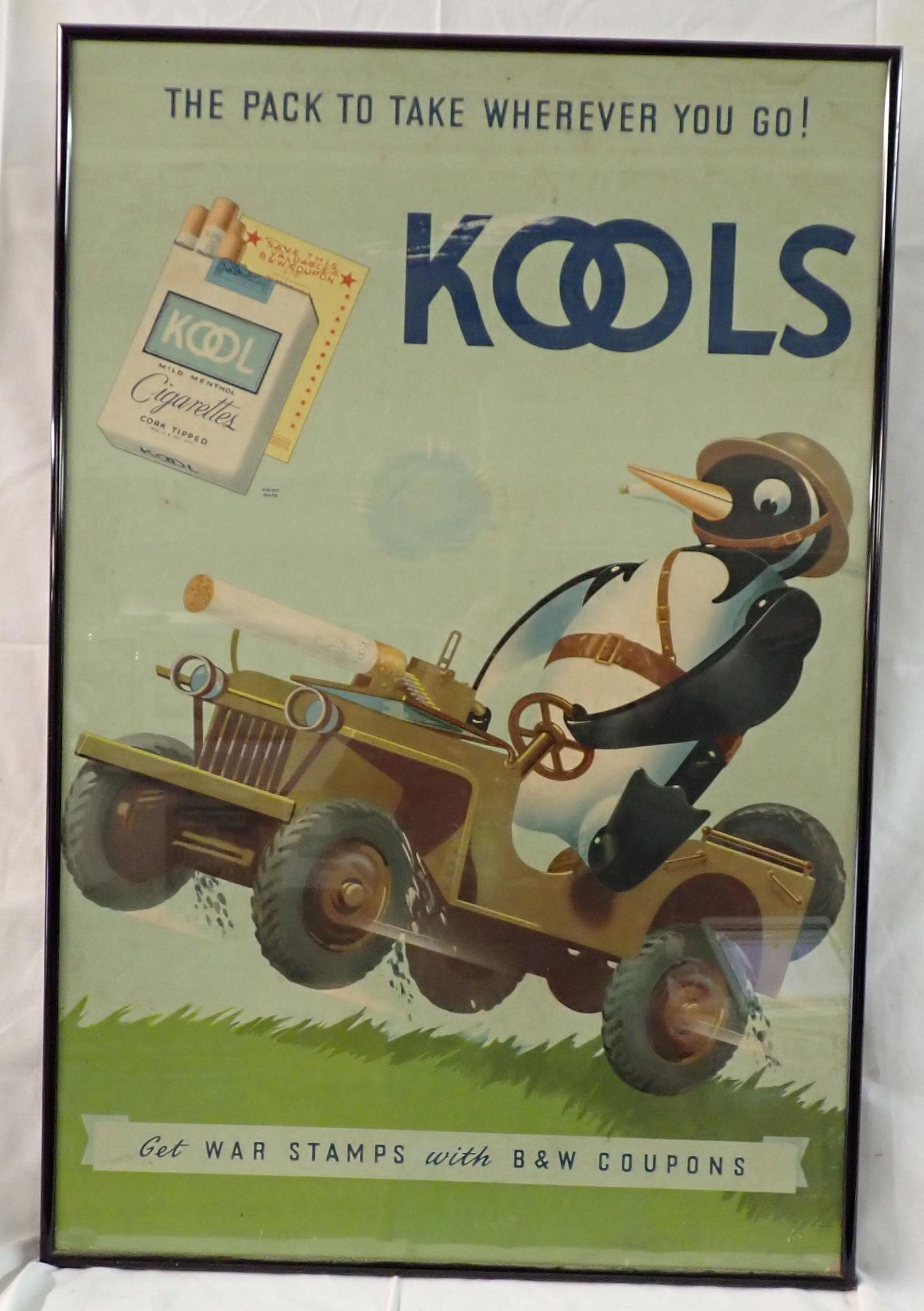 Kool Cigarettes War Stamps Army Jeep Sign (1 of 3)