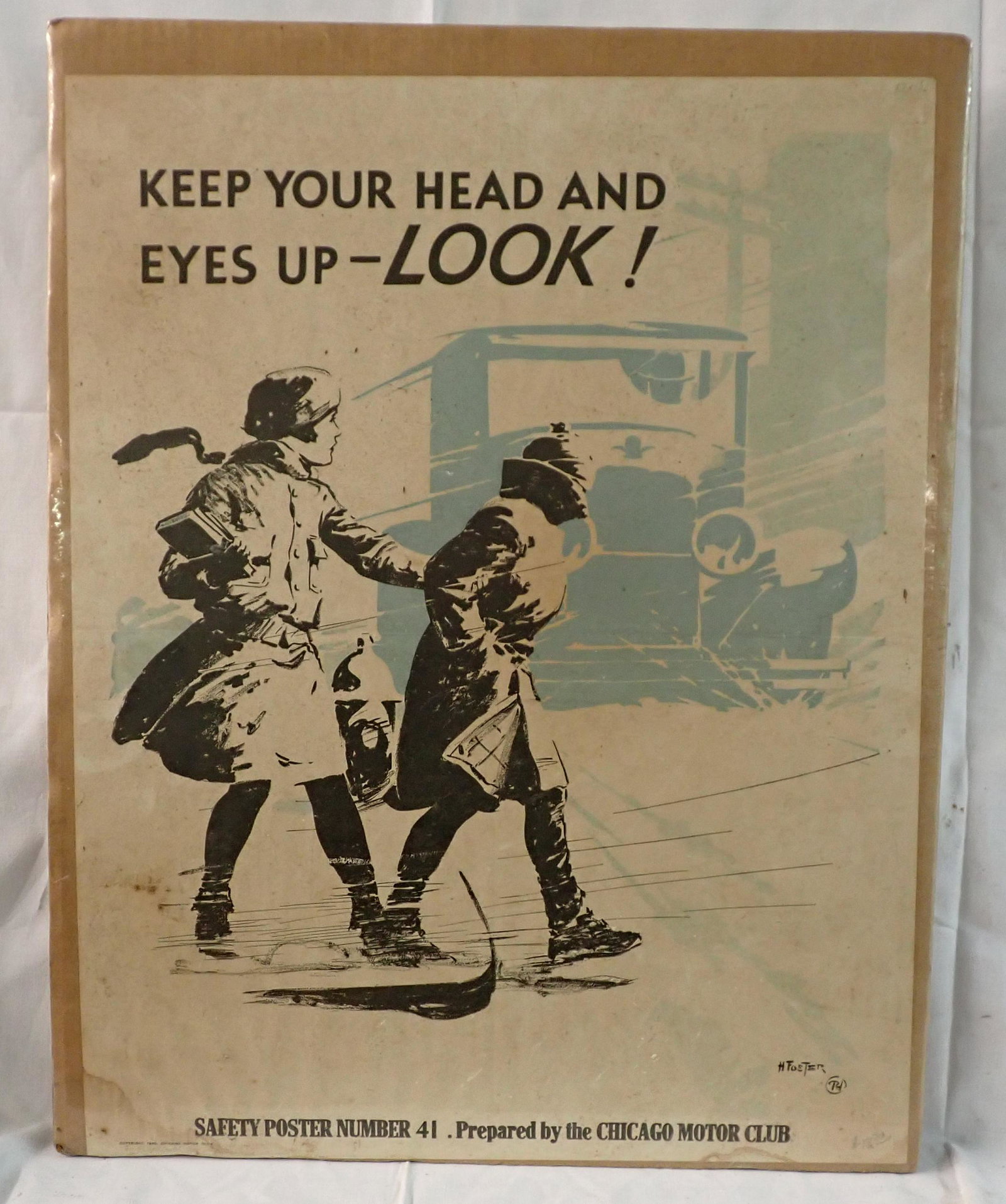 1930 H Foster Chicago Motor Club Poster: Apprx 17" x 22"