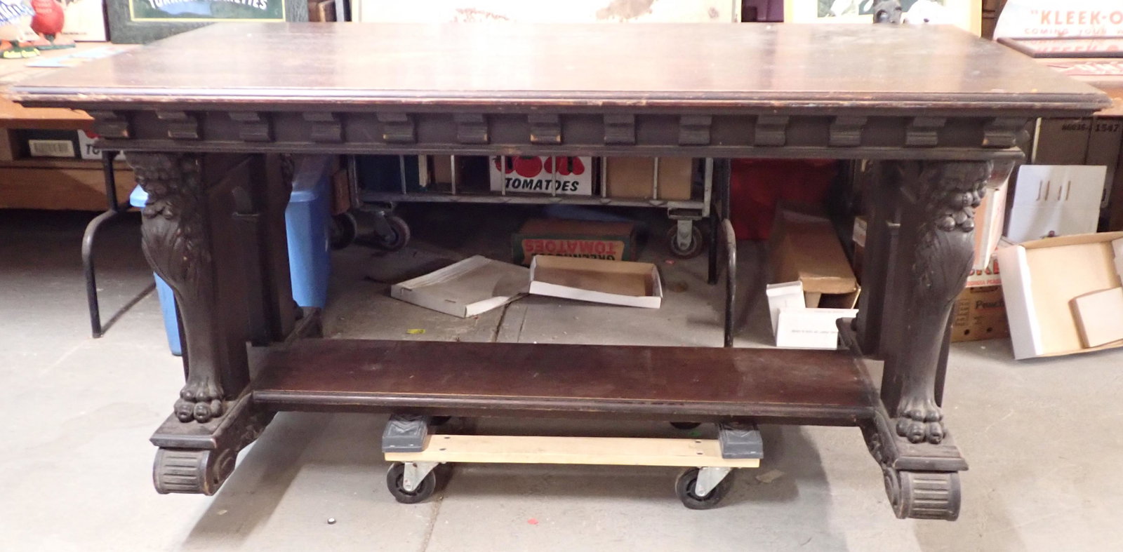 Carved Oak Library Table (1 of 13)