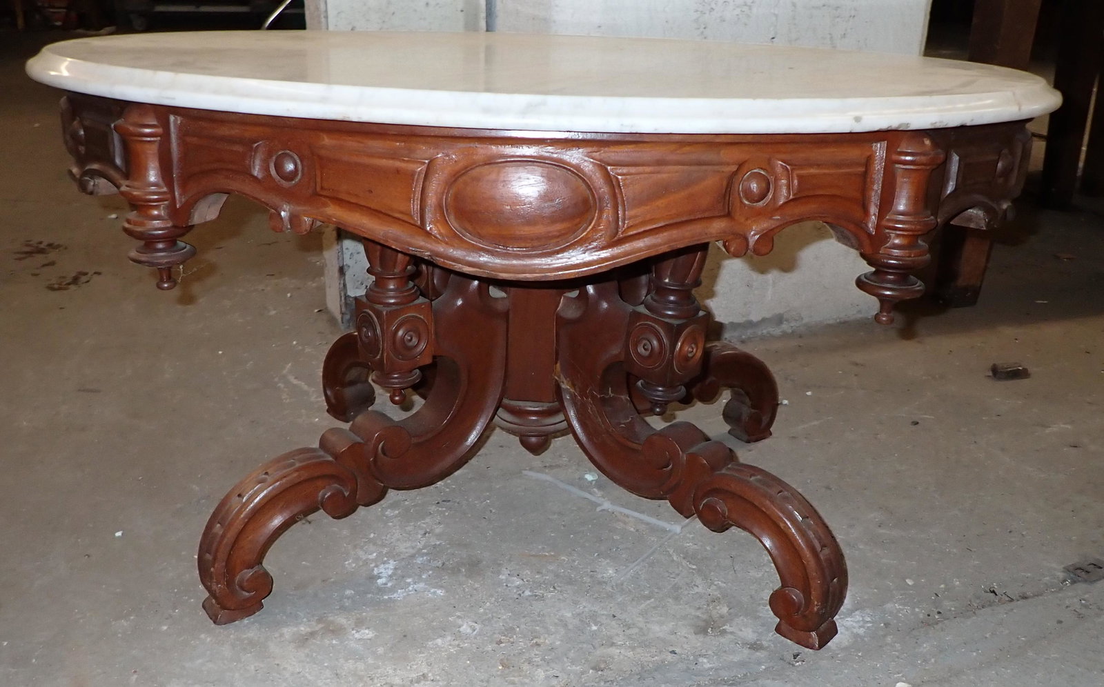 Walnut Marble Top Coffee Table (1 of 5)