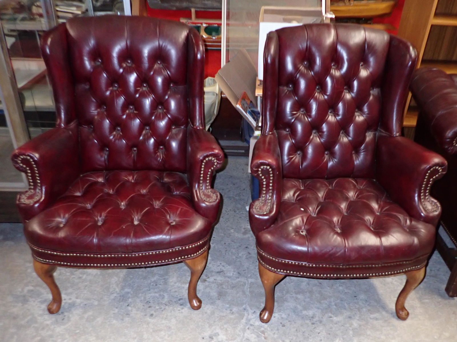 2 Chippendale Style Tufted Leather Chairs (1 of 5)