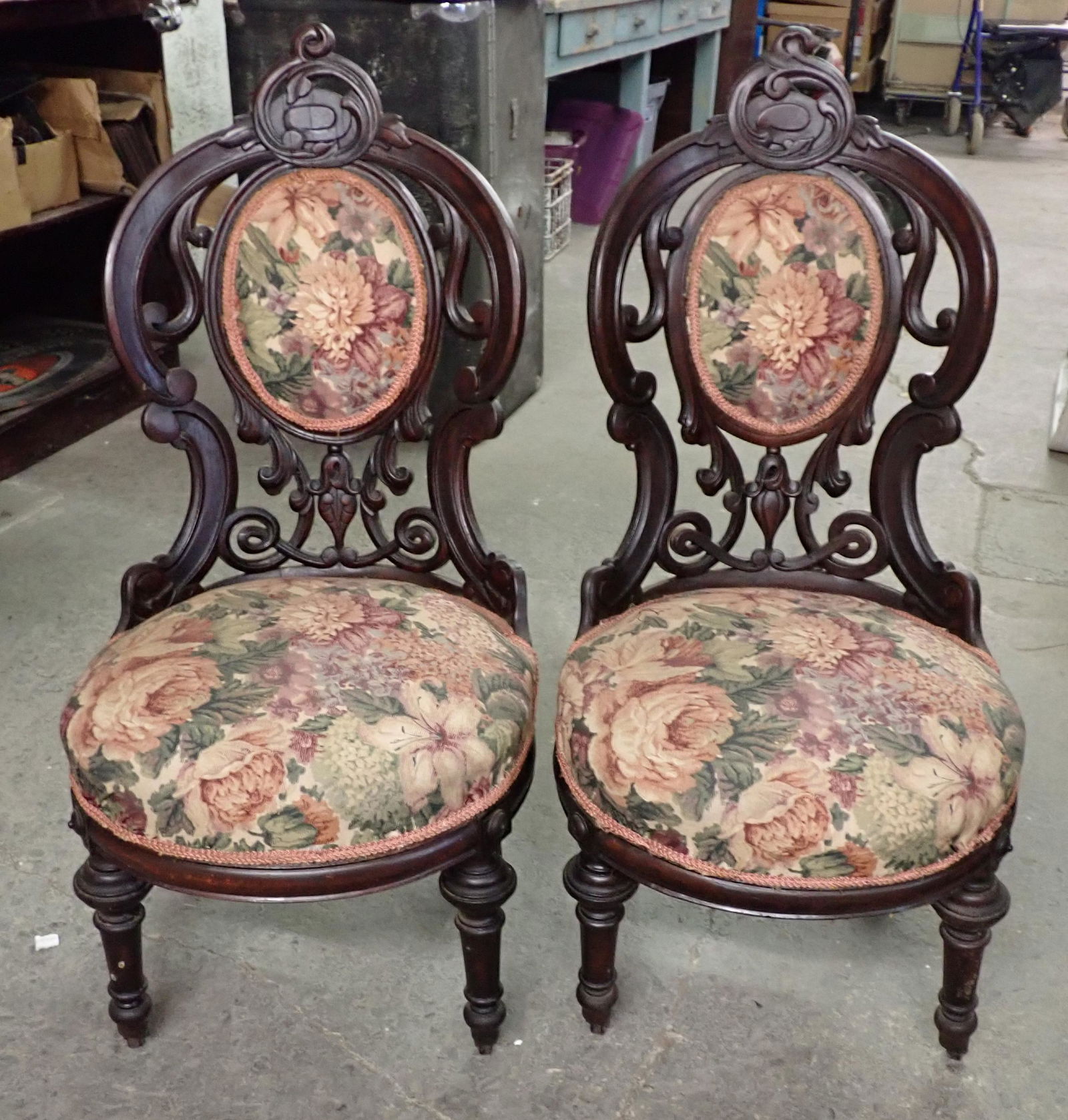 Pair of Victorian Ladies Chairs Belter Style (1 of 10)