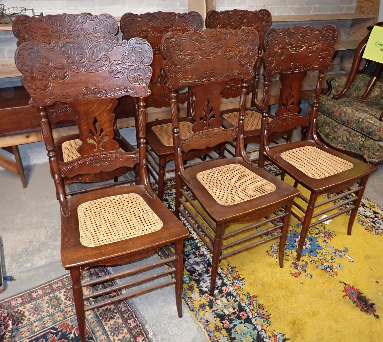 Set of 6 Oak Presses Back Chairs in Orig Finish (1 of 9)