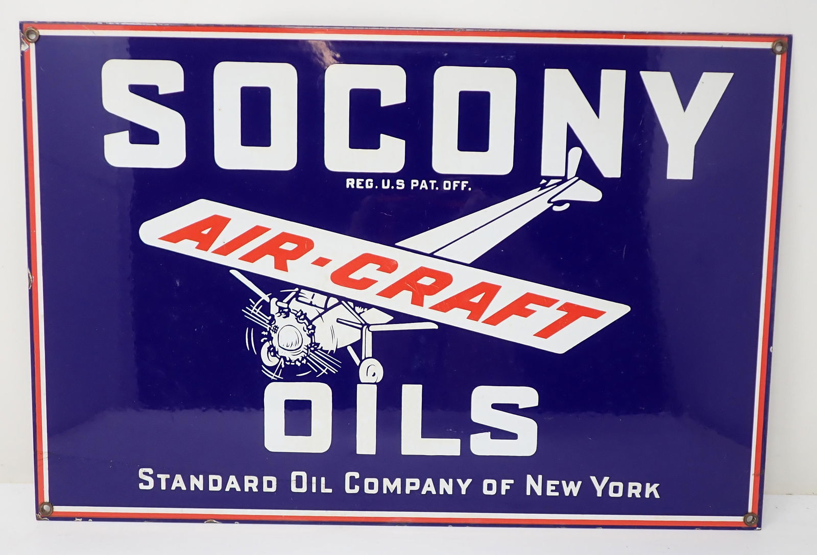 Socony Air Craft Oils Standard Oil Porcelain Sign (1 of 9)