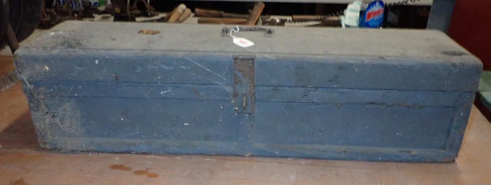 Antique Tool Box: Apprx 9" x 34" x 9 1/2" tall.