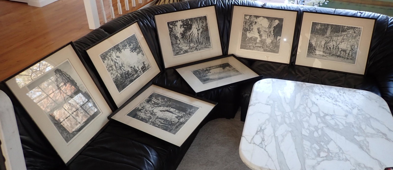 7 Signed Lucille Douglass Signed Etchings: Approx 18 3/4" x 23" . Also included is the Gordon Grant print