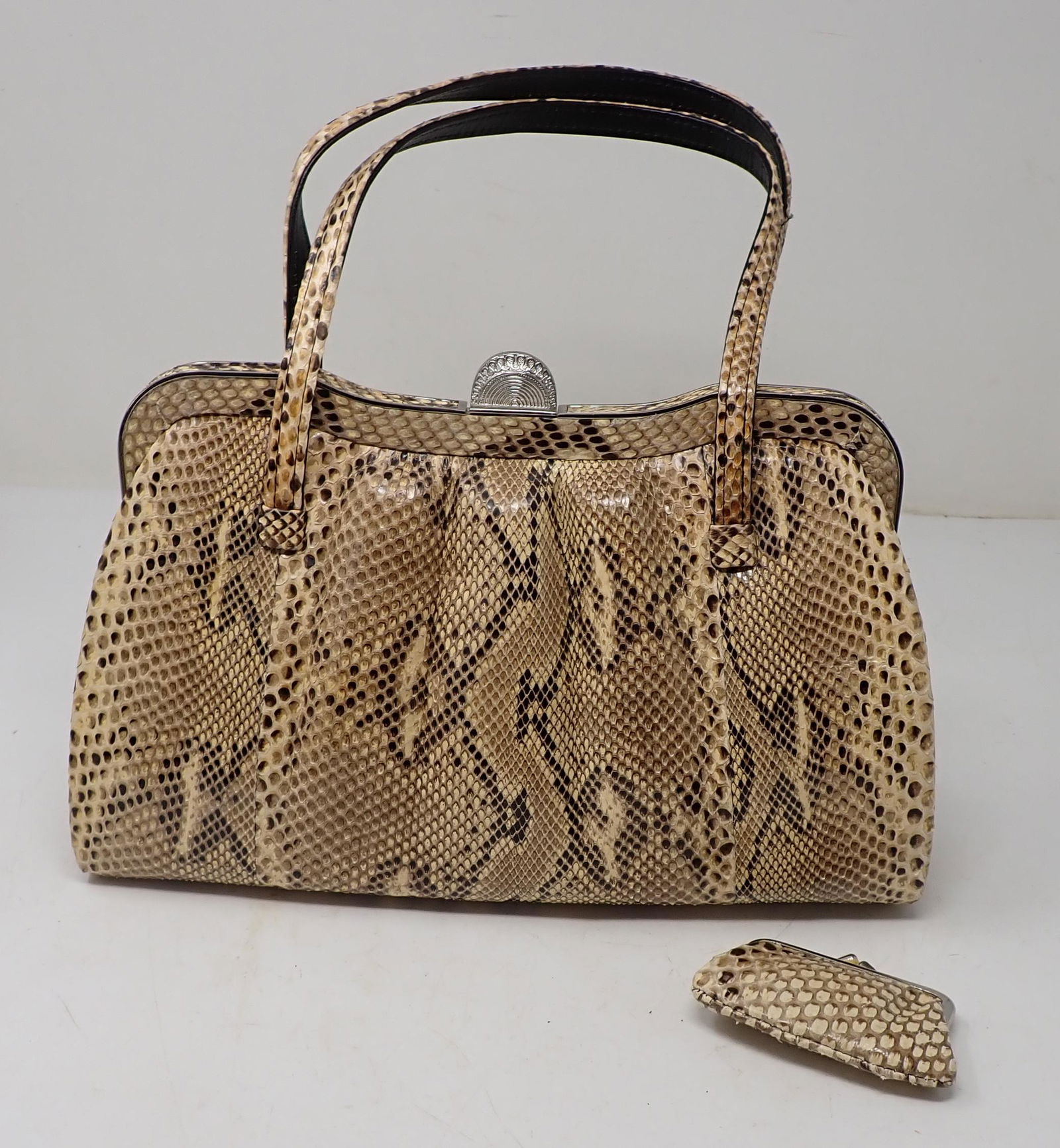 Snake Skin Purse and Change Bag: Purse is approx 3" x 12" x 7 1/2"