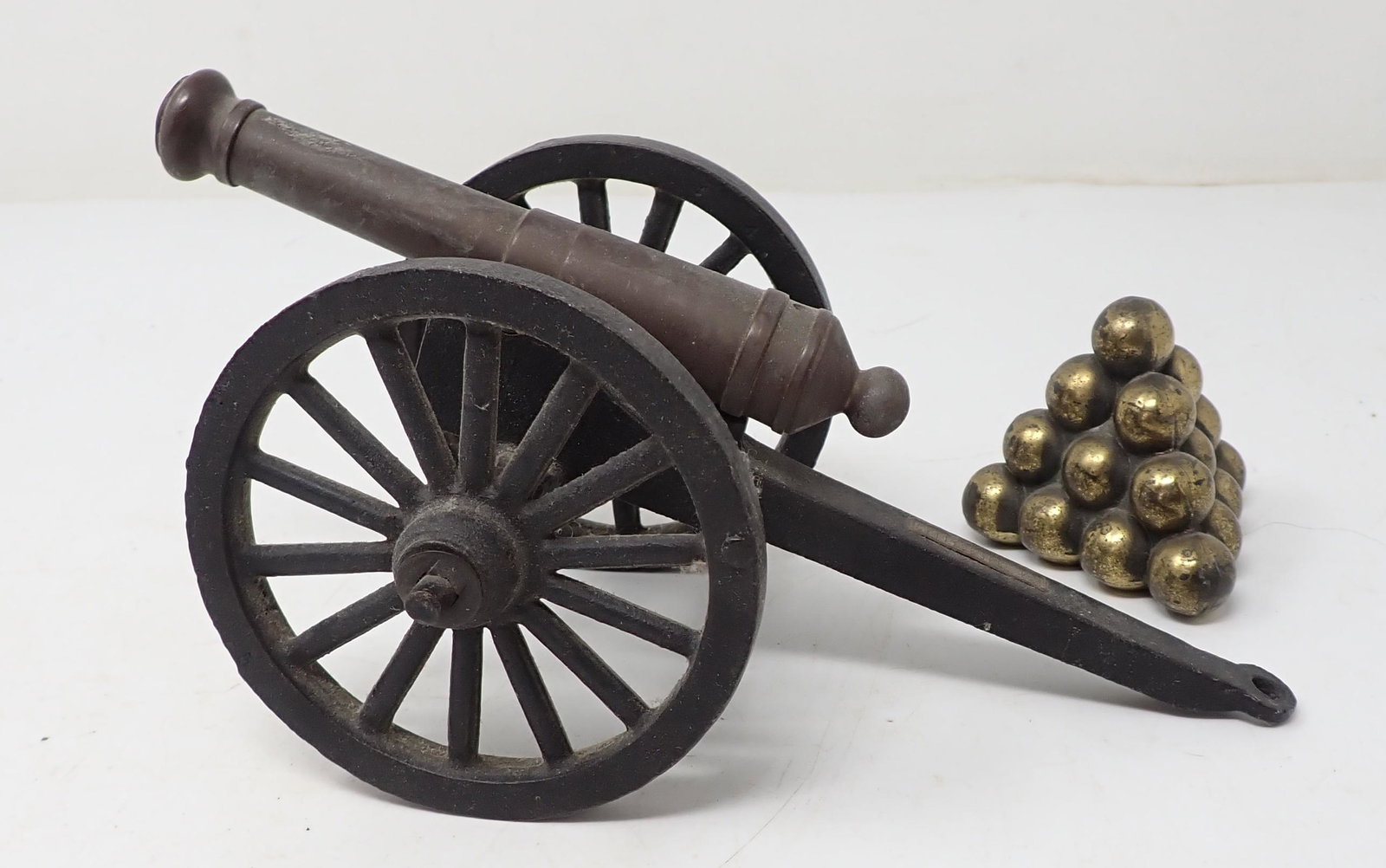 Cannon and Balls: Cannon is approx 7 1/2" long. Barrel is brass.