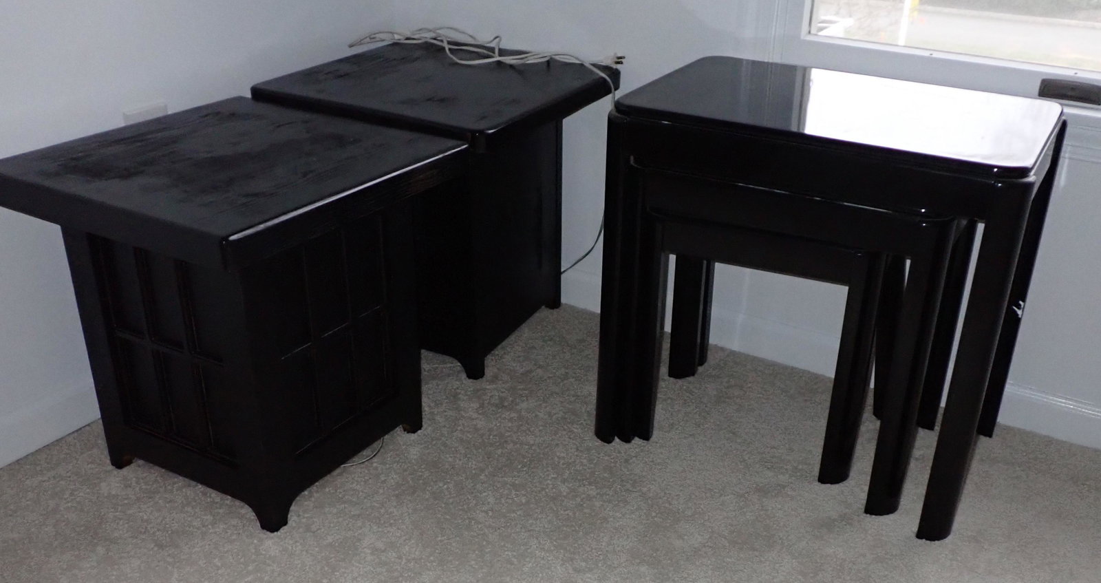 Nesting Tables and Night Stands: Largest nesting table is apprx 14" x 21 1/2"