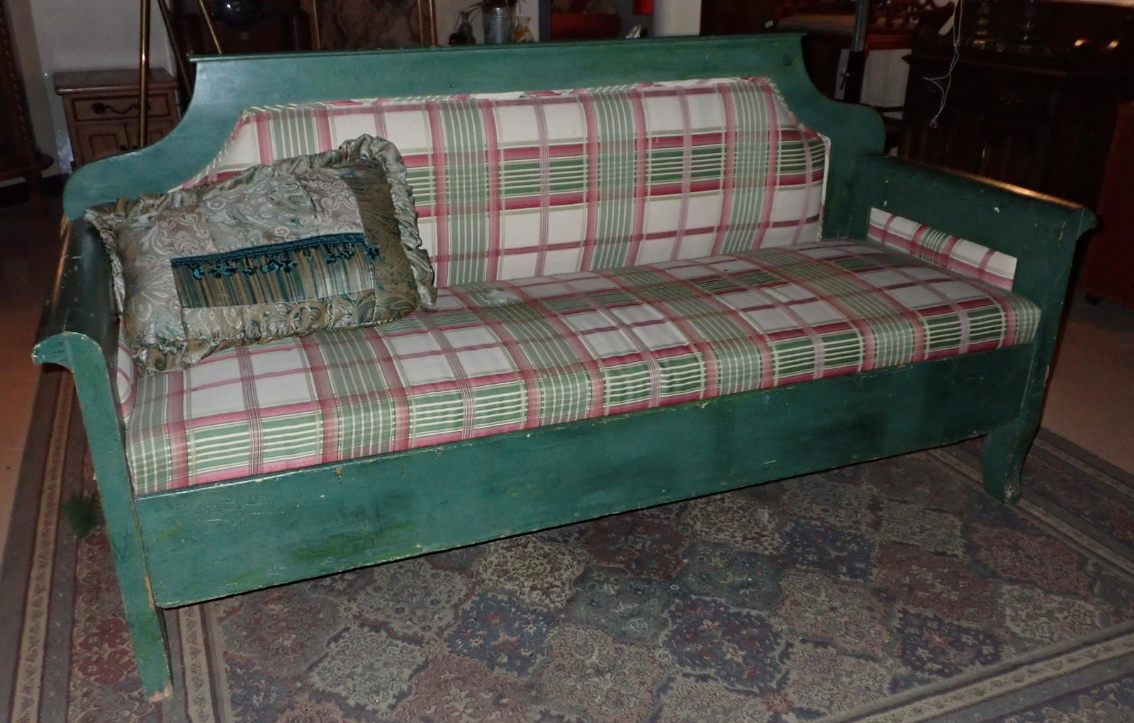 Decorator Style Couch: Sofa is apprx 28" x 75 1/2" x 38" tall