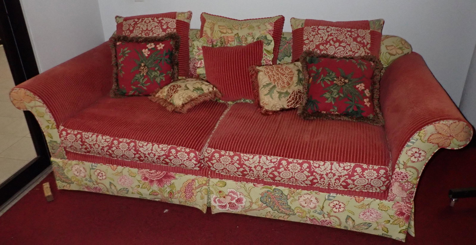 JM Paquet Sofa and Oversized Swivel Chair: Sofa is approx 42" deep and 94" long . Includes all pillows.