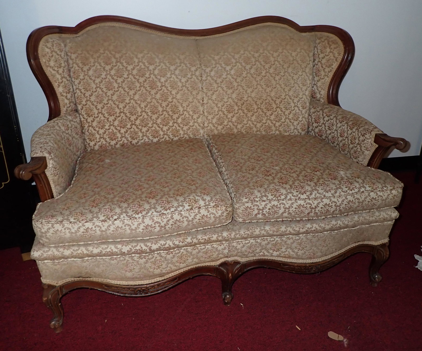 Victorian Settee: Approx 33 1/2" deep and 50 1/2" wide
