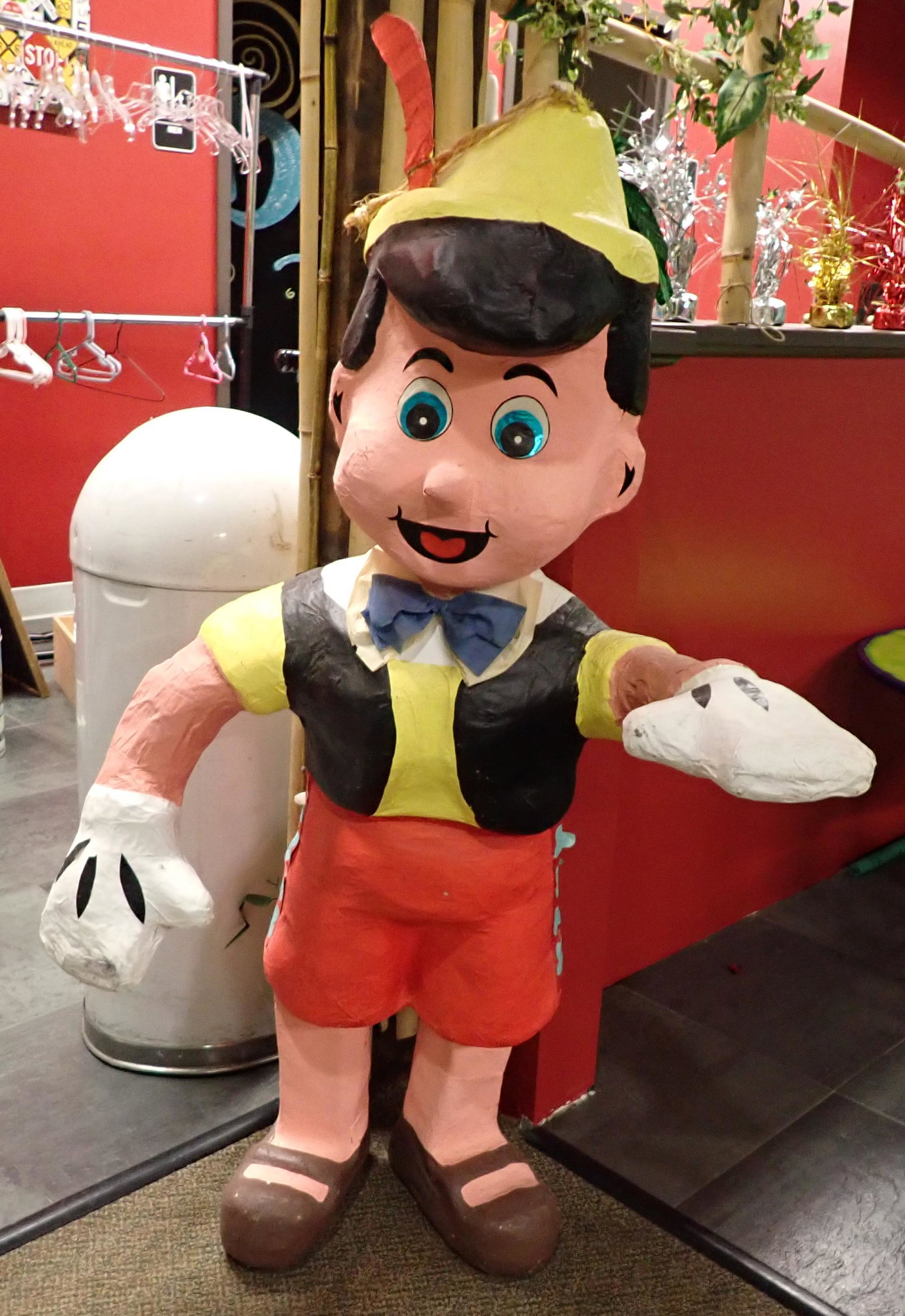 Large Paper Mache Pinnochio: Approx 53" tall.