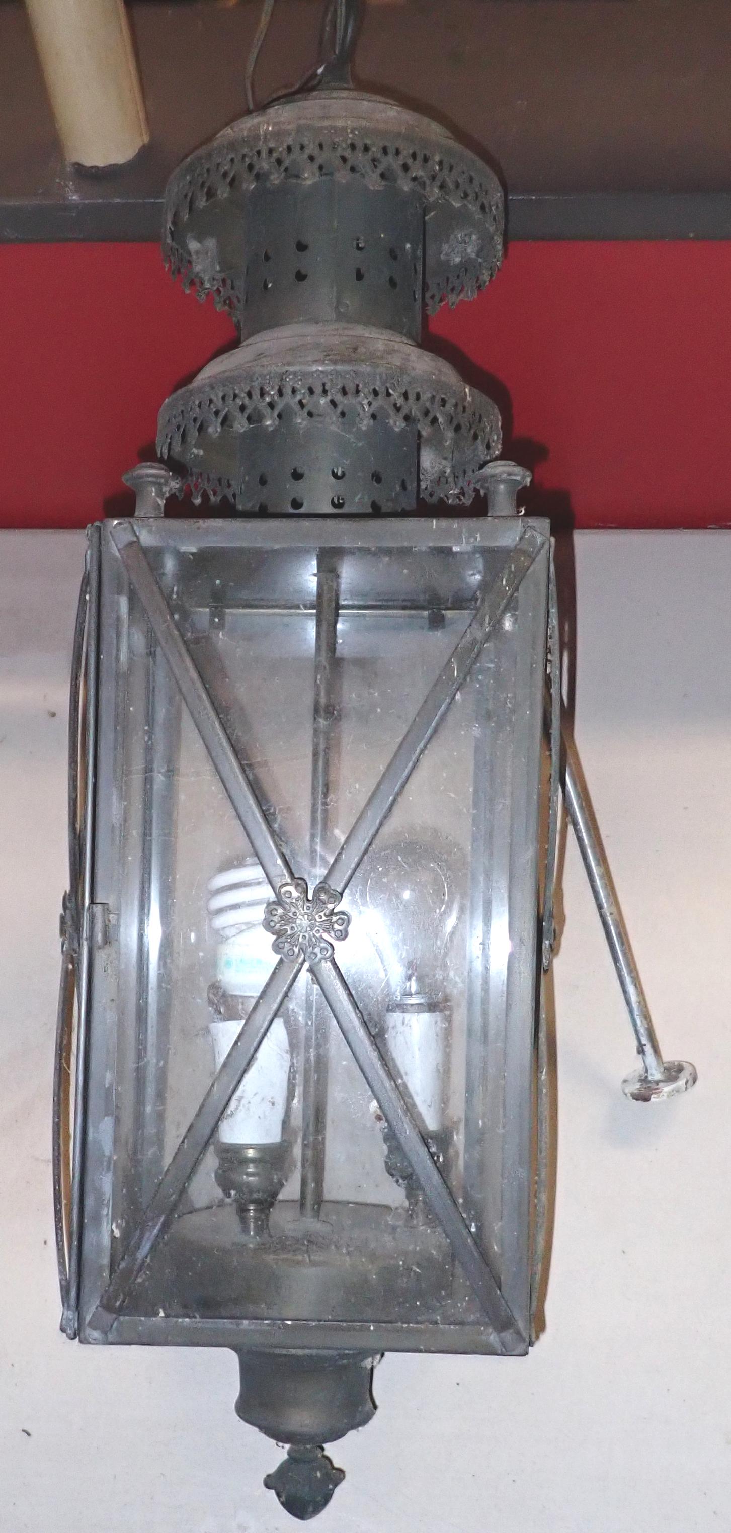 Outdoor Brass Light Fixture: Approx 8 1/2" square x 32" long