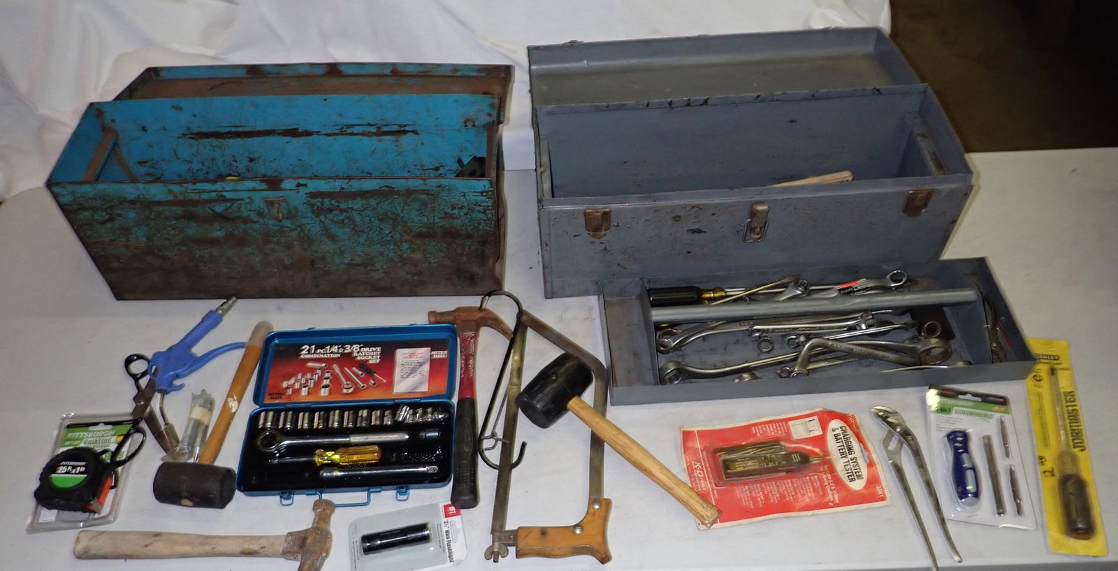 2 Tool Boxes and Misc Tools: Getting all pictured on table