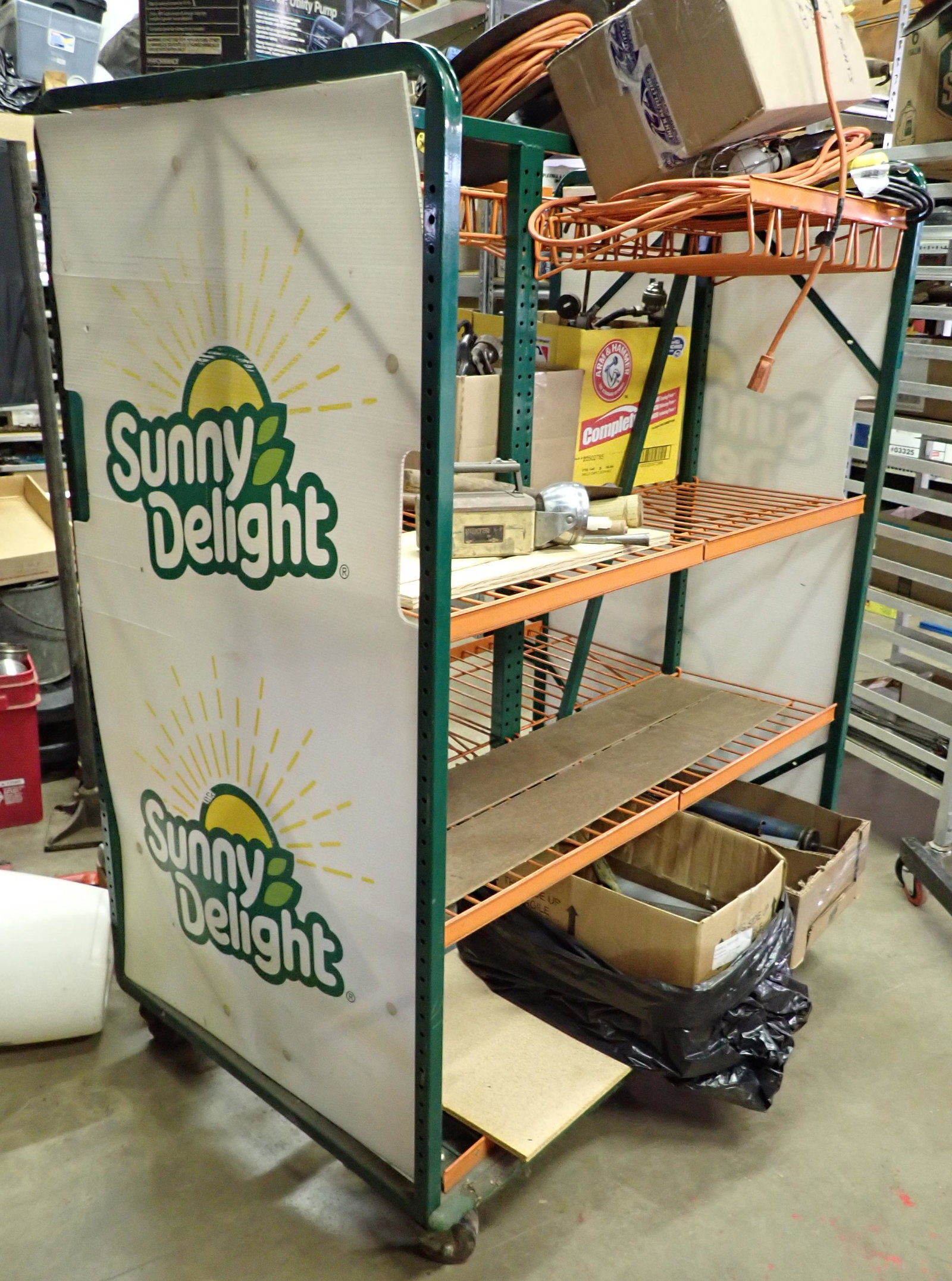 Sunny Delight Rolling Shelf: Apprx 29" x 42 1/4" x 56 1/2" tall. DOES NOT INCLUDE ITEMS ON IT