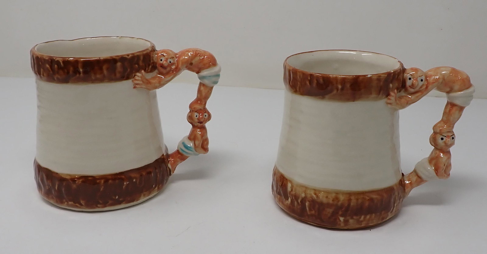 Imperial Porcelain Mountain Boys Mugs: Approx 3 7/8" in diameter and 4 1/4" tall