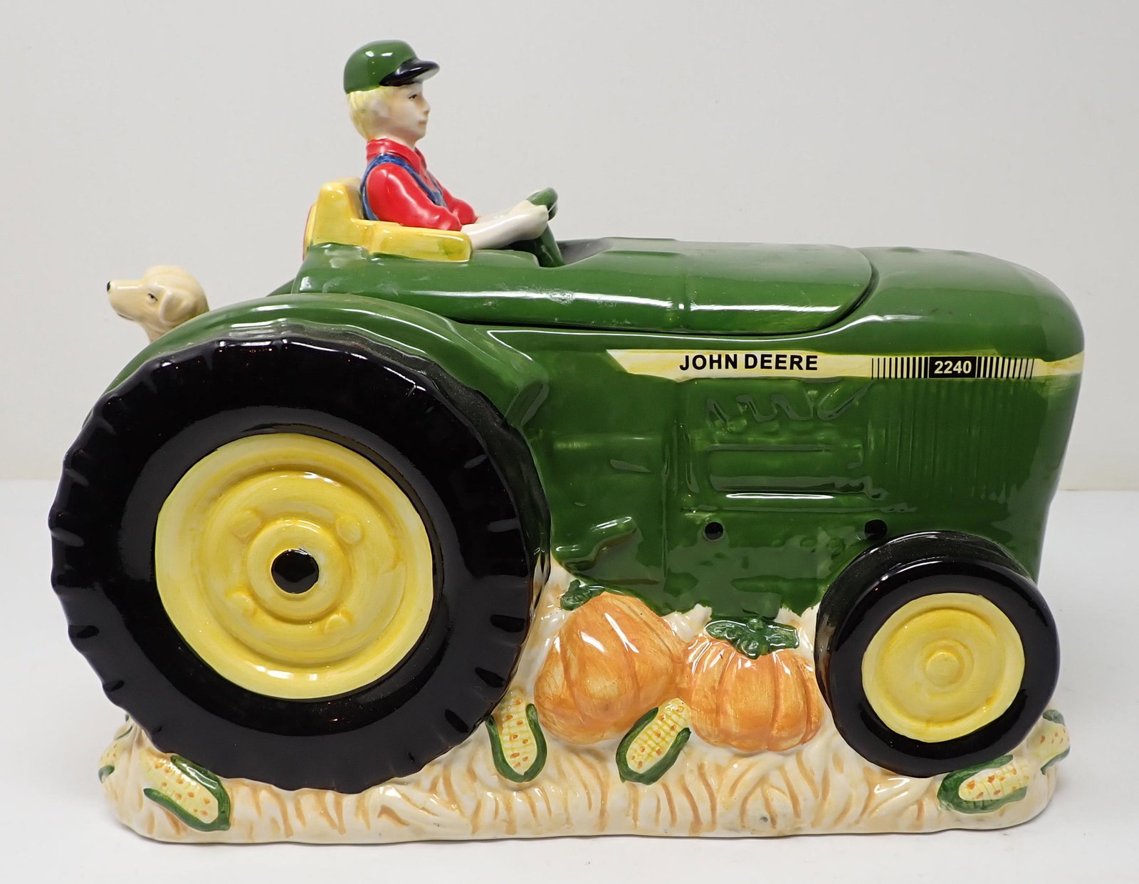 John Deere 240 Farm Tractor Cookie Jar: Approx 11" long and 9" tall
