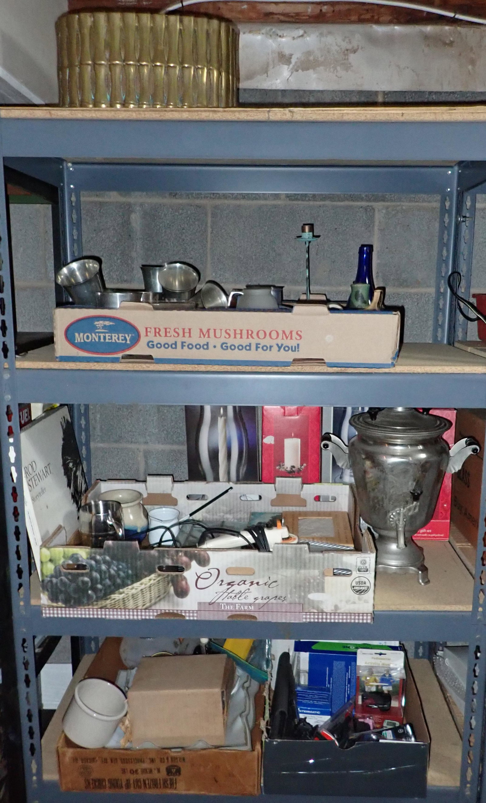 Contents of Shelving Unit: Take what you want and leave the rest. Does not include shelf