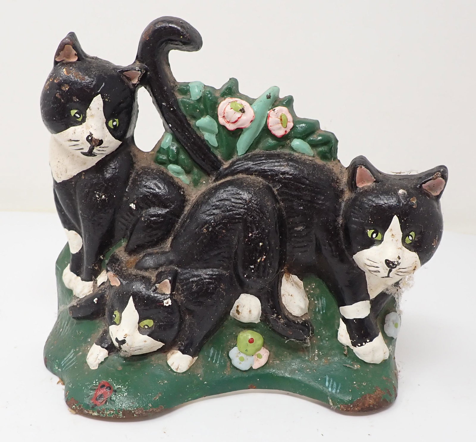 Cast Iron Cat Doorstop: Approx 8" long and 6 1/2" tall