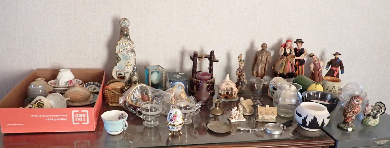 Knick Knacks Figurines and Misc: Getting all pictured on desk and cabinet.