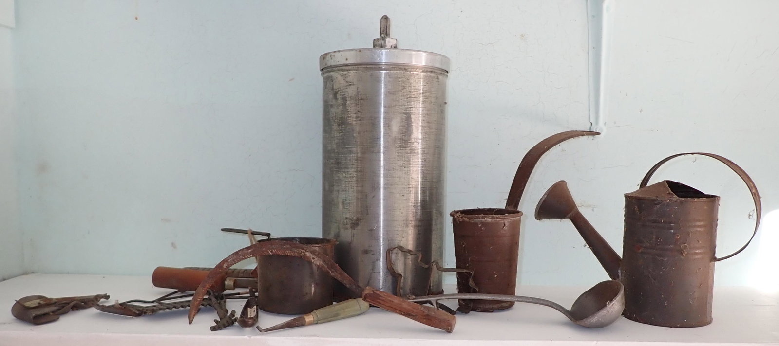 Ice Cream Maker Primitive Kitchenware & Misc: Ice cream maker is approx14" tall