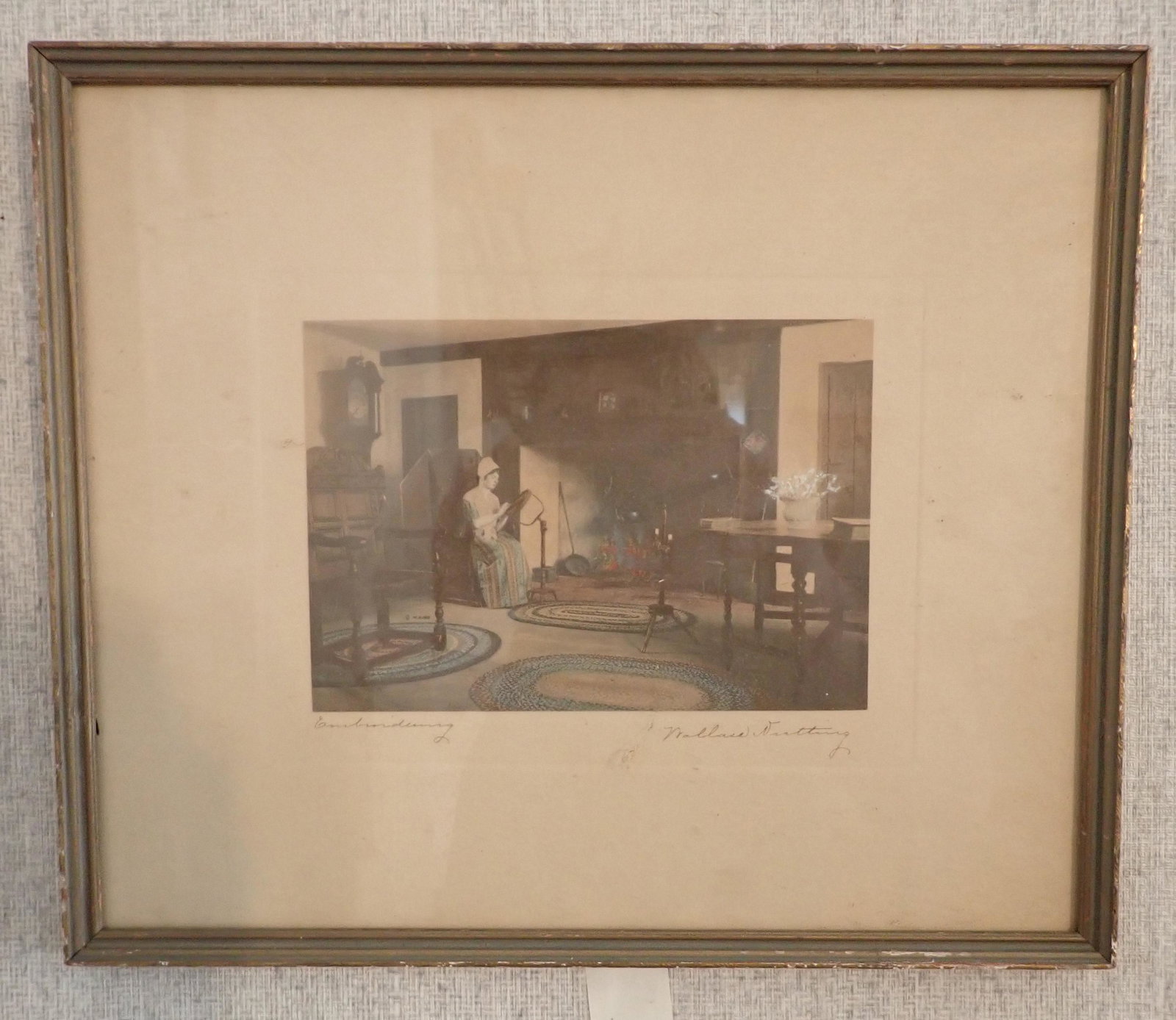 Signed Wallace Nutting Indoor Print: Approx 10 1/2" x 12 1/2"