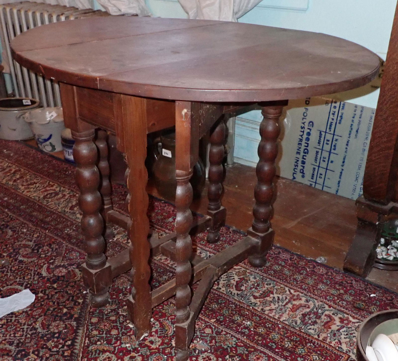 Gate Leg Drop Leaf Side Table: Appr 27" x 33 1/2" x 26" tall ( opened )