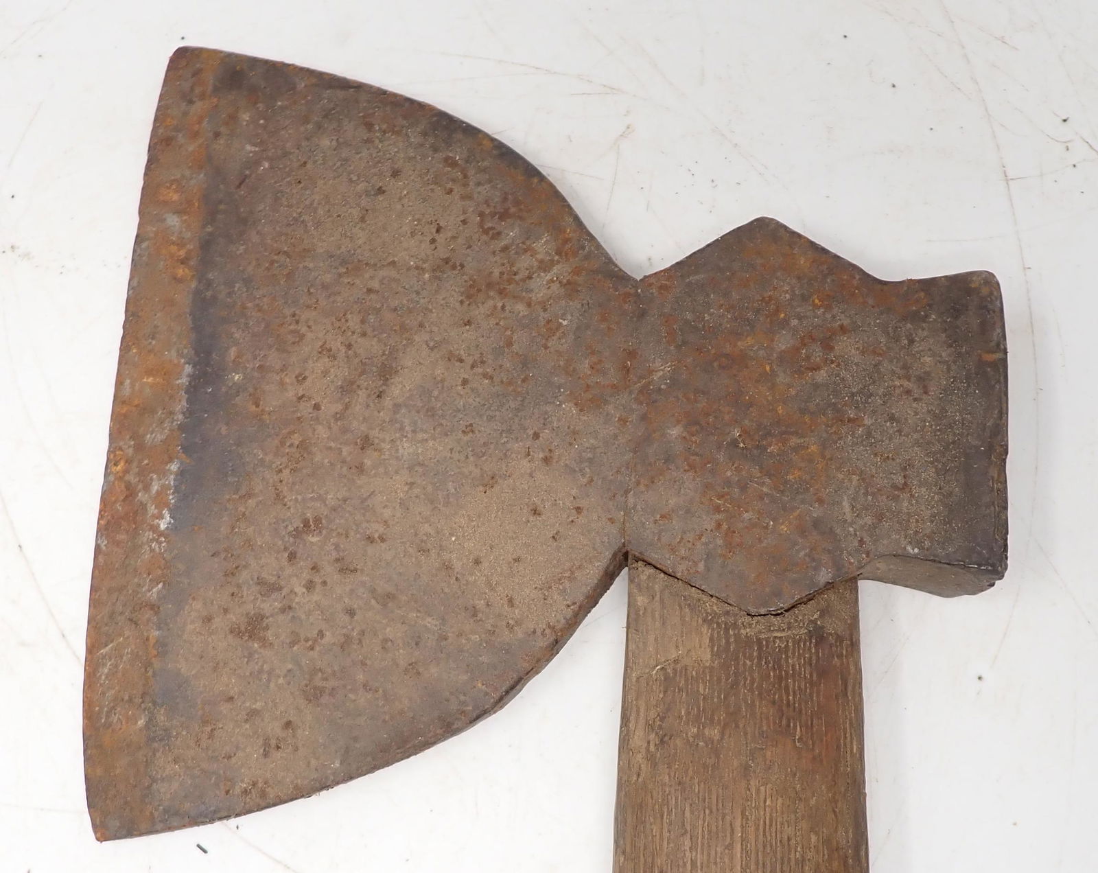 Broad Axe: Head is approx 6 1/2" wide and 7" long. Total length is apprx 13"