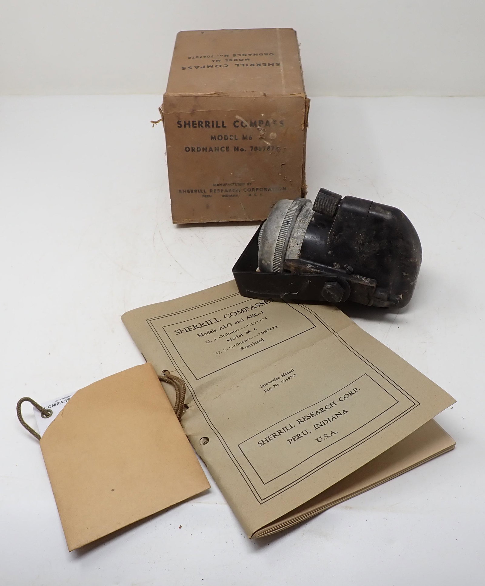 Sherrill Military Compass Model M6: Compass with all pictured
