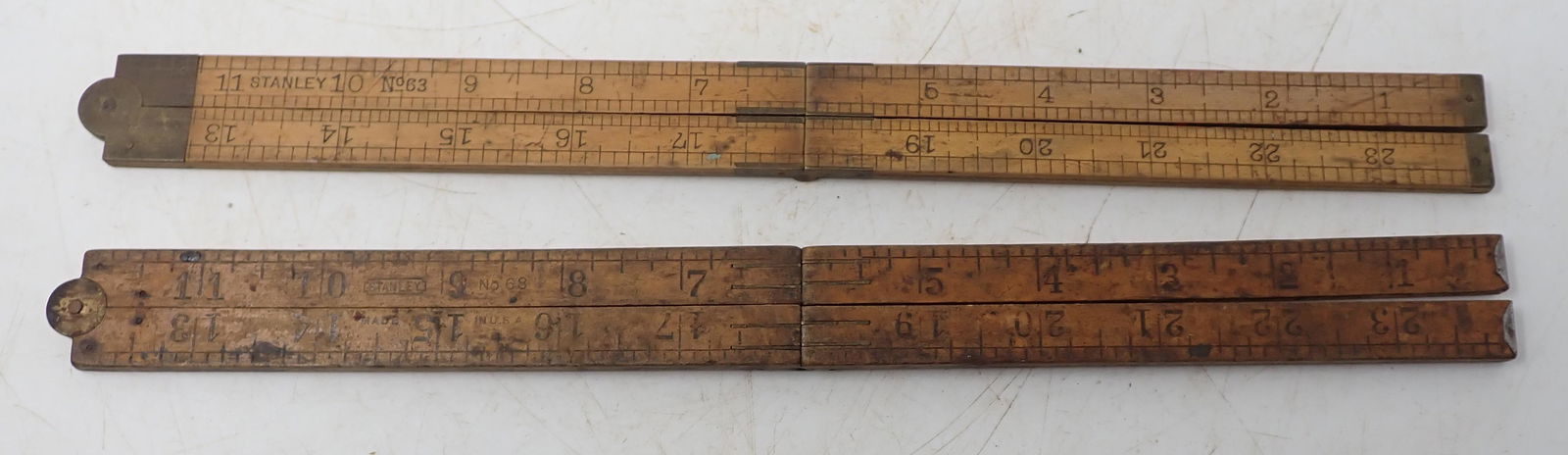 Stanley No 63 & No 68 Folding Rules: Wood and brass rules