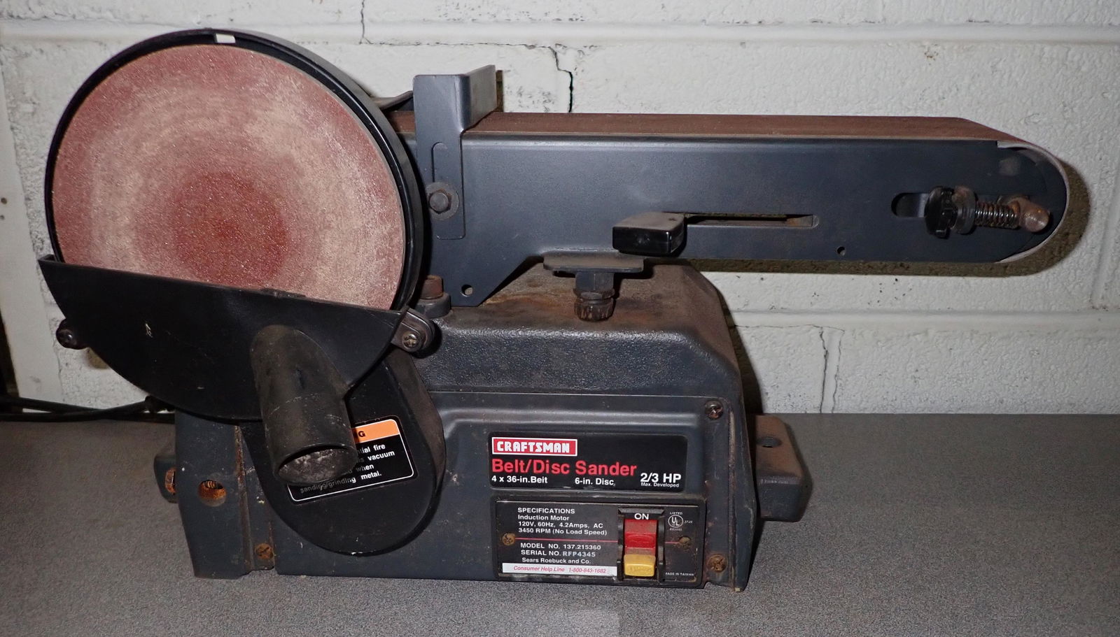 Craftsman 6x9 sale belt disc sander