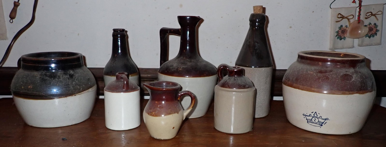 Stoneware Bean Pots Bottles & Jugs: Tallest is approx 9"