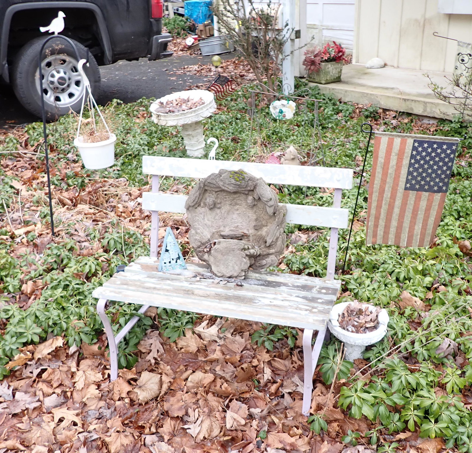 Partial Yard Contents: Lot includes all pictured in ivy. Take what you want and leave the rest. If items are snowed in or frozen to ground, during pick up buyer is responsible for getting them out