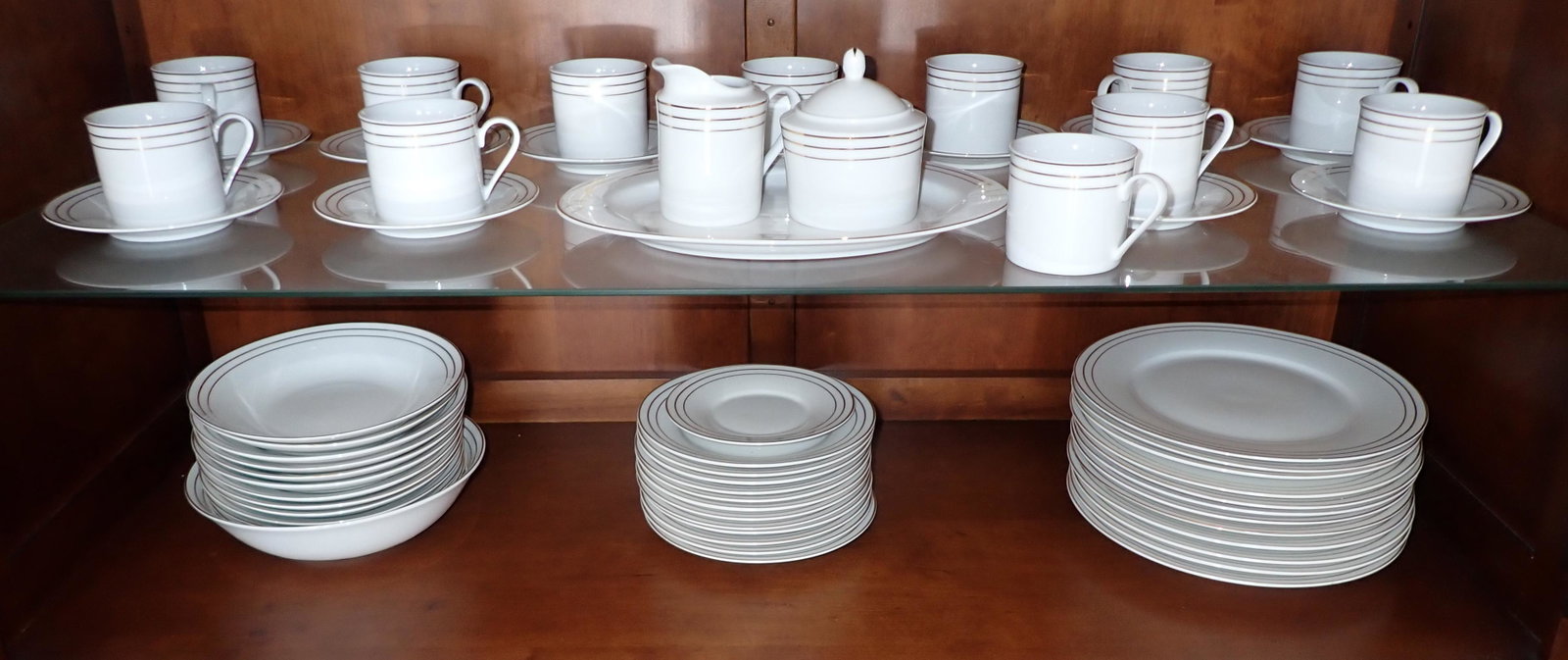 Fairfield Classic Gold Dinnerware China: NO Shipping. Getting all pictured in cabinet.