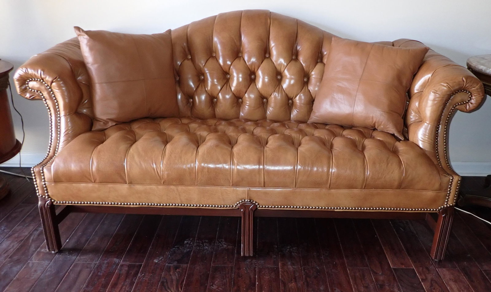 Tufted Sofa: Approx 72" long and 32" deep.