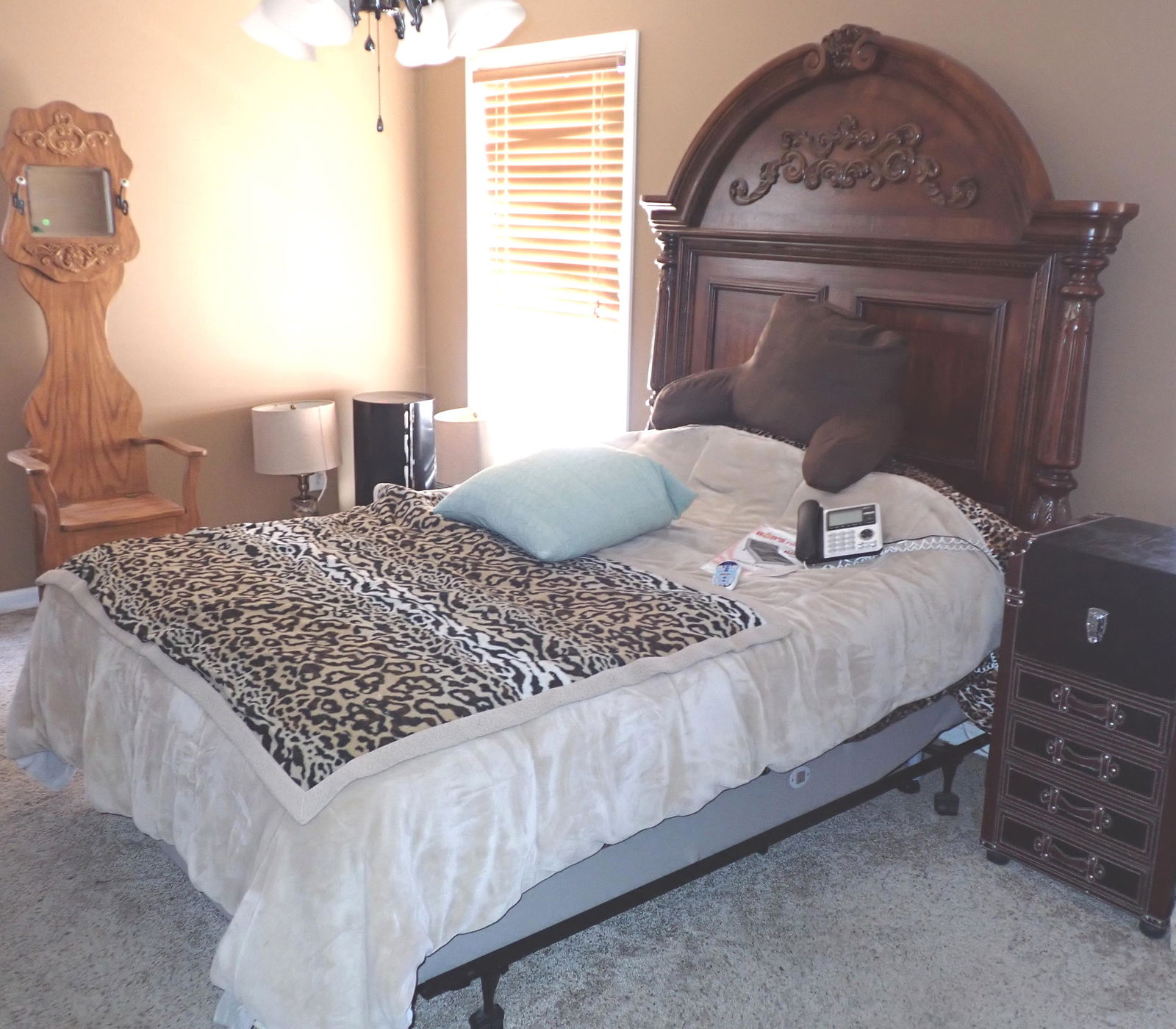 Queen Size Adjustable Bed: Headboard is approx 82" tall