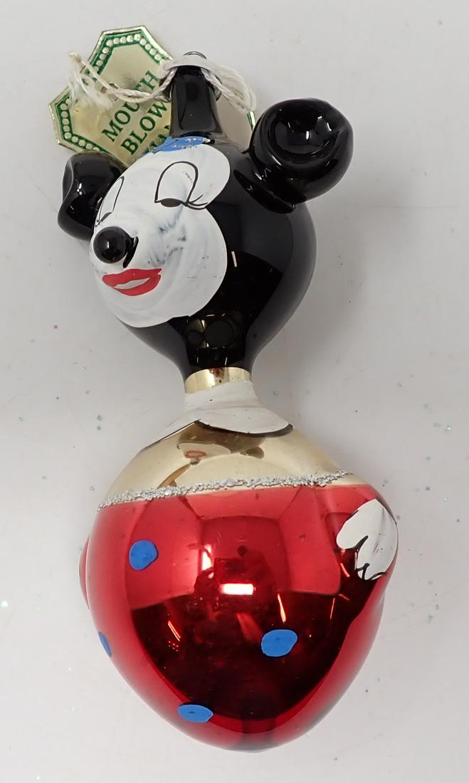 Italy Hand Blown / Painted Minnie Mouse Ornament: De Carlini Christmas ornament is approx 4" long