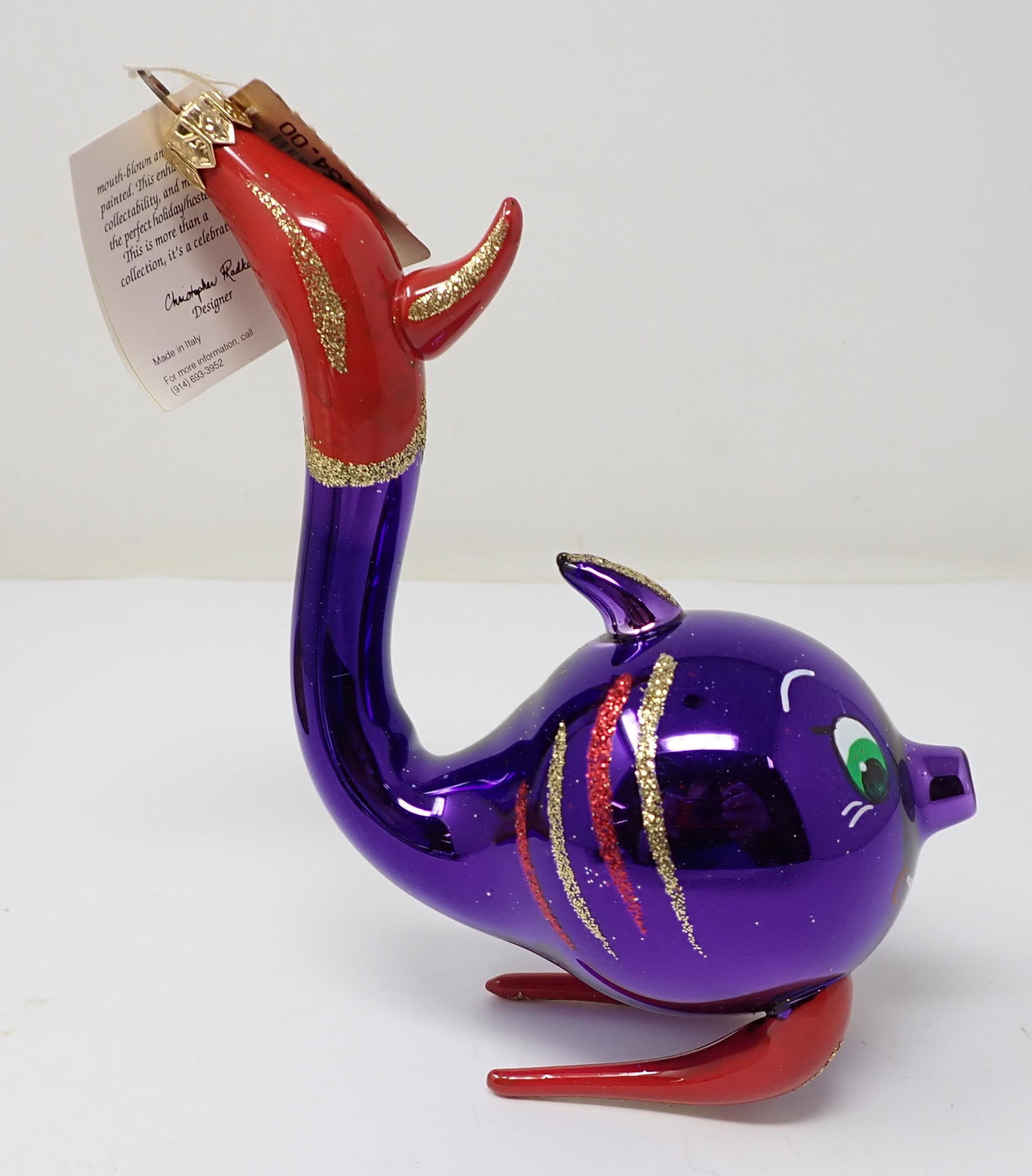 Christopher Radko Fish Christmas Ornament: Approx 6 3/4" long. Original tags still on it