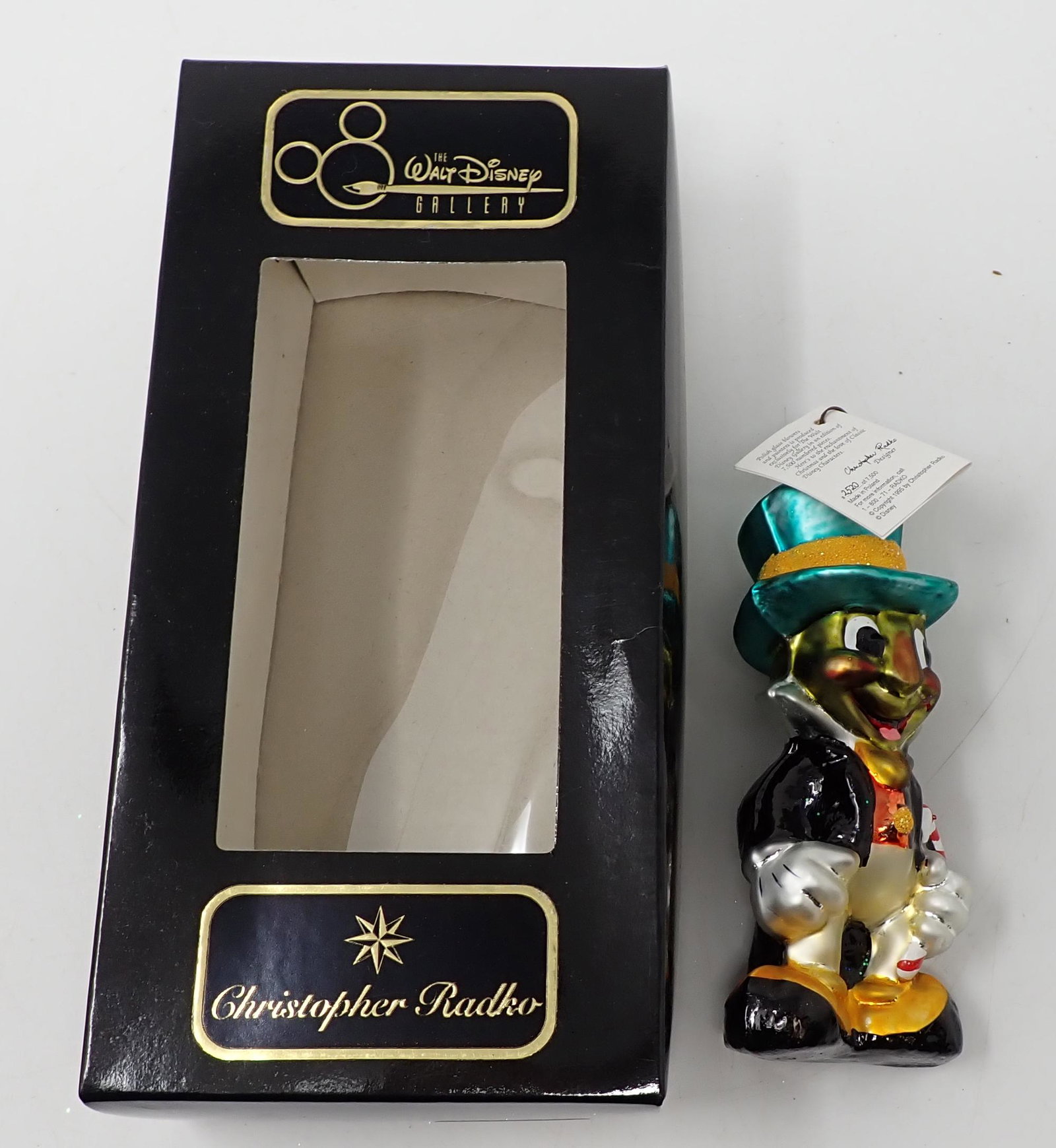Christopher Radko By Jiminy Christmas Ornament: Walt Disney numbered ornament is 2520/7500