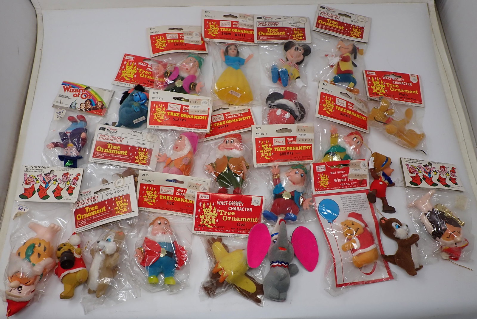 Flintstones Wizard of Oz Sears Walt Disney Ornaments: Getting all ornaments pictured. Most still sealed in packaging