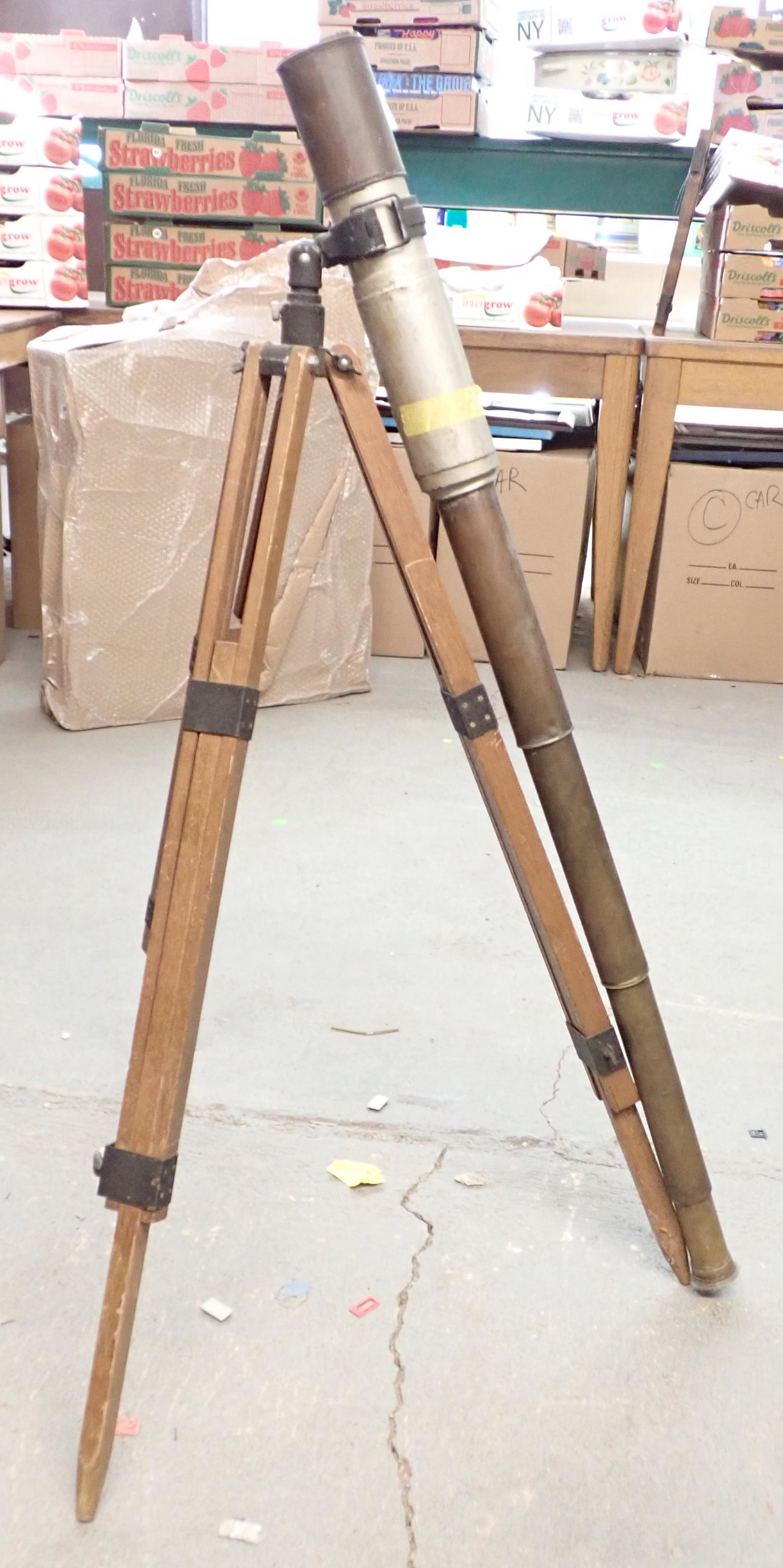 Antique Brass Telescope: Approx 2 3/4" in diameter and 44 1/2" long