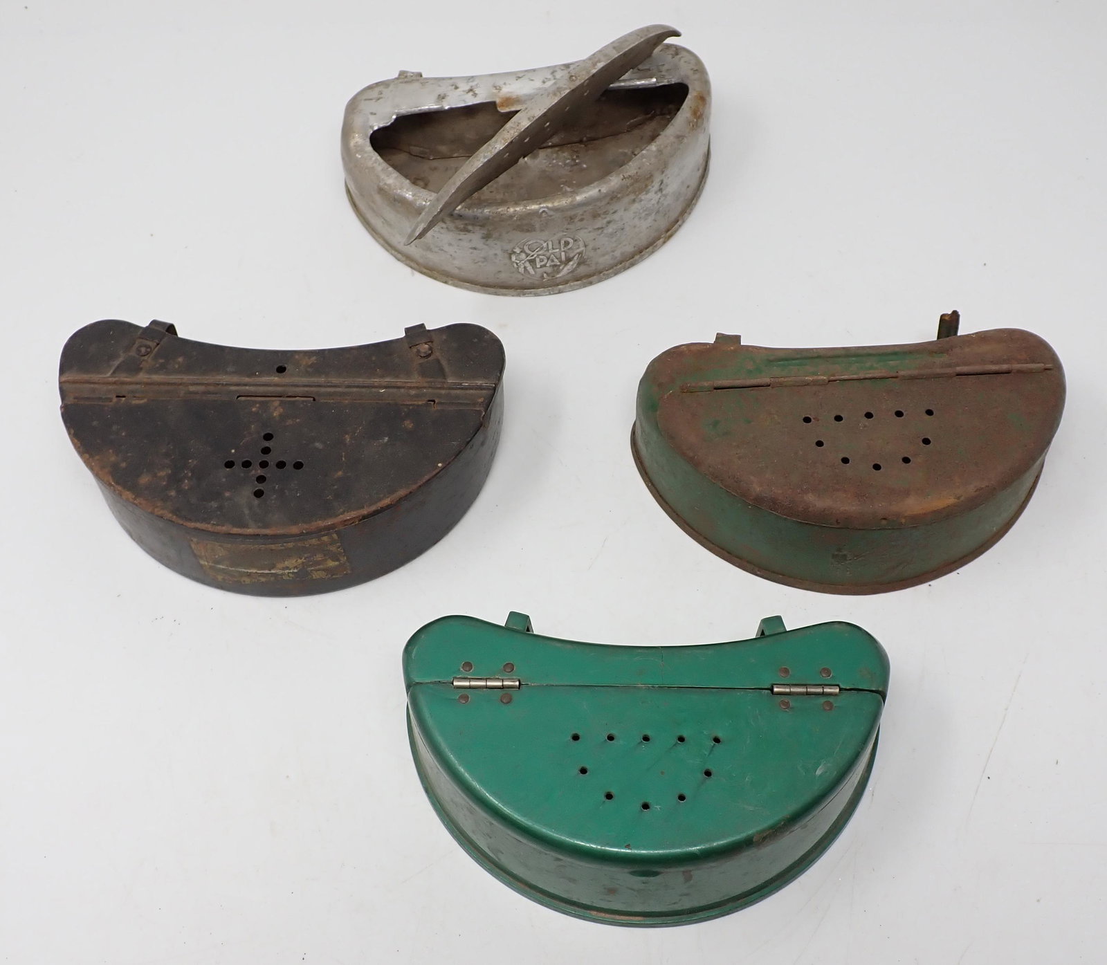 Old Pal & Misc Worm Bait Cans: One in front is plastic