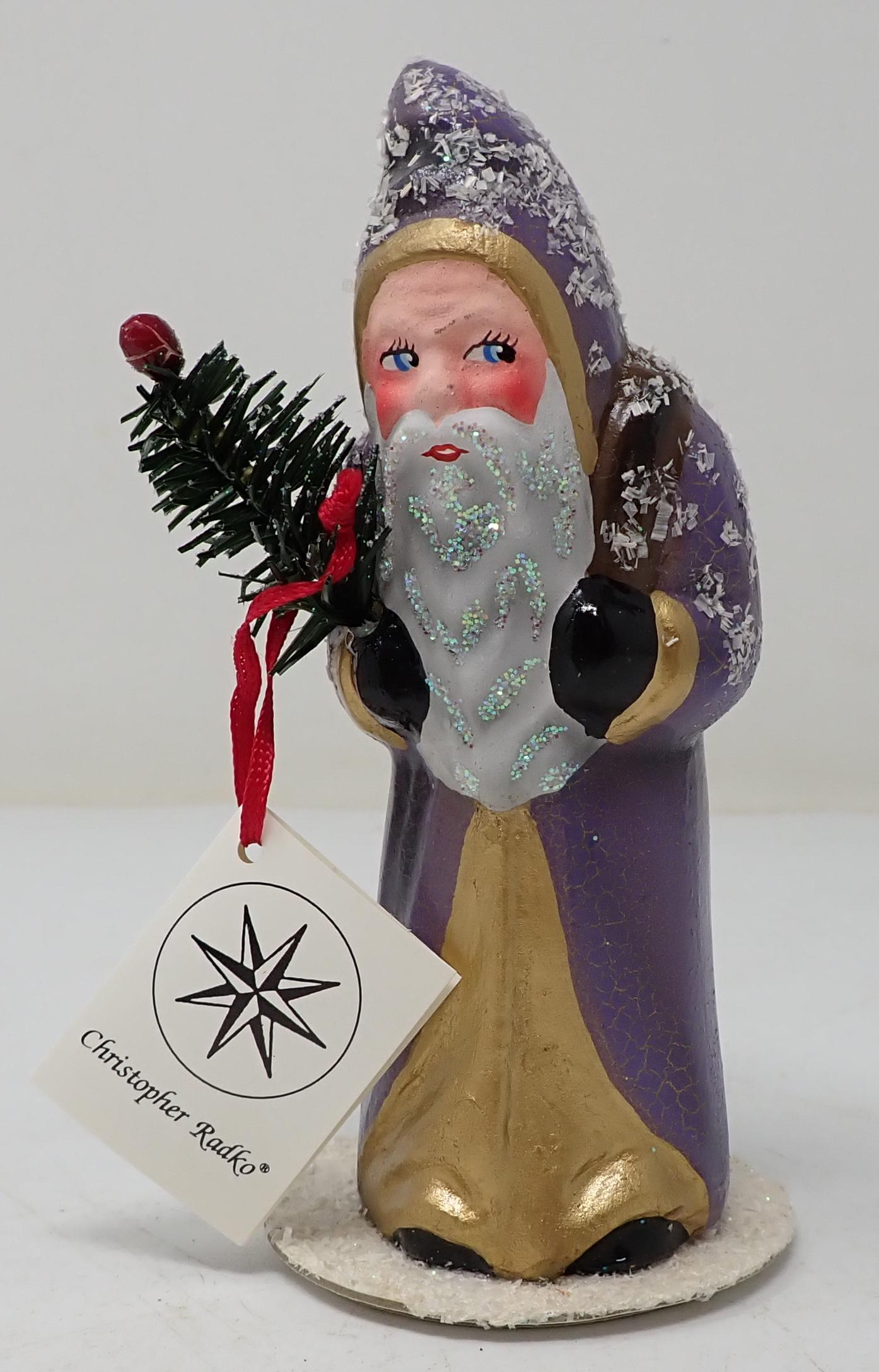 Radko Schaller Paper Mache / Plaster Santa: Christopher Radko Santa Christmas Decoration is approx 5 1/2" tall