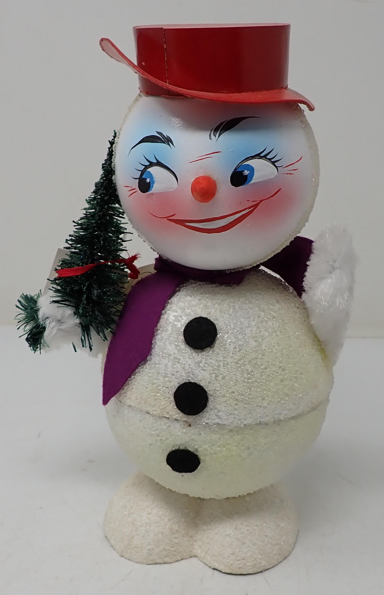 Ino Schaller Radko Paper Mache Snowman Candy Container: Candy container " hollow figure" is approx 9 1/4" tall.
