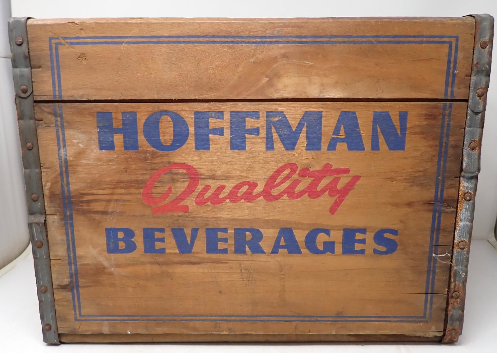 Hoffman Beverages Newark NJ Wooden Crate: Approx 12 1/4" x 16 1/2" x 12 1/2" tall