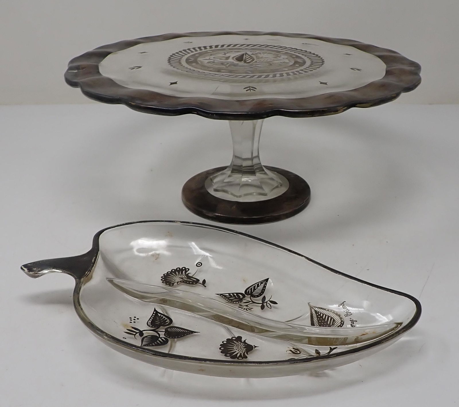 Georges Briard Silver Overlay Cake Stand Candy Dish: Cake stand is approx 10 3/4" in diameter and 4 3/4" tall.