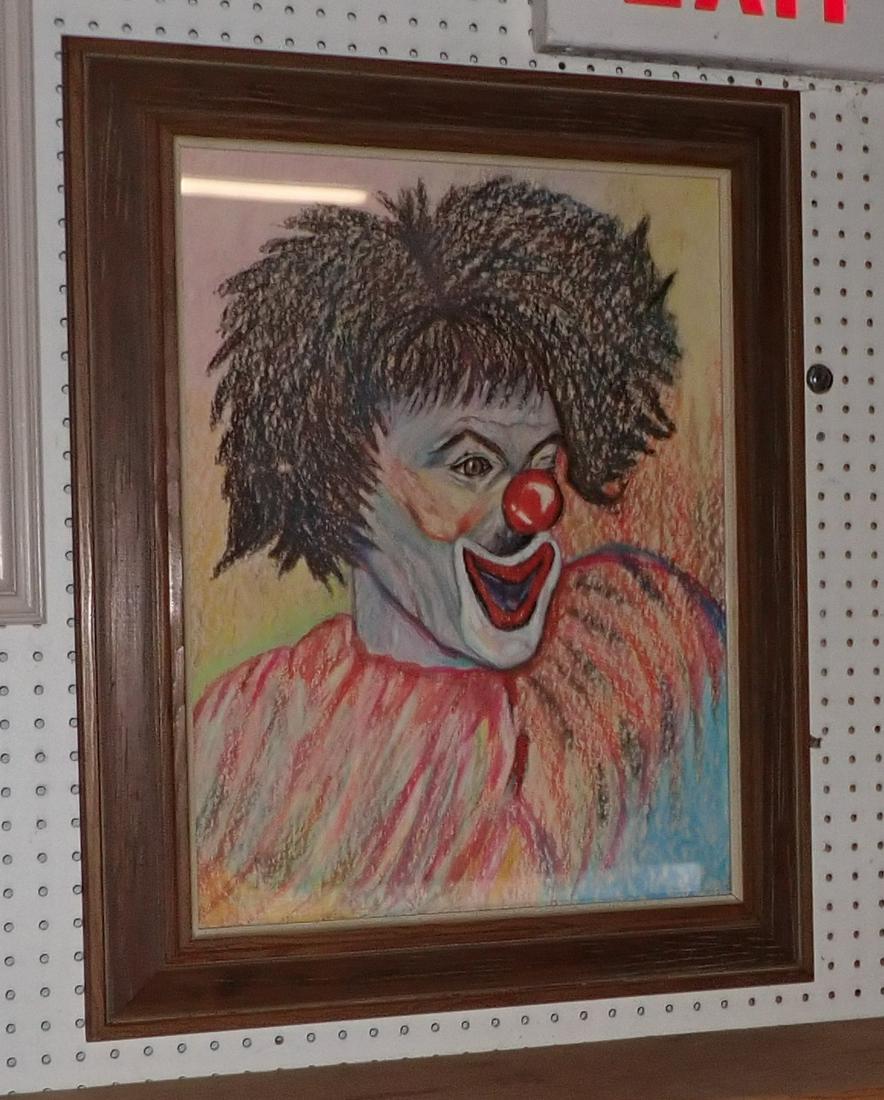 Clown Pastel Signed Rae Alfano: Approx 24" x 30"
