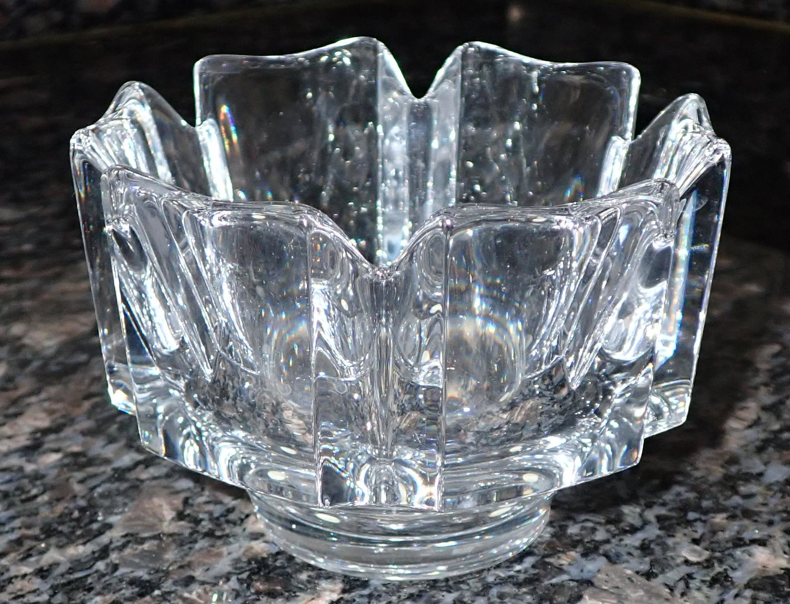 Signed Orrefors Lead Crystal Bowl: Approx 4 1/2" in diameter and 3 1/4" tall